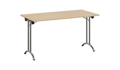 SLC 140 chrom skládací jednací stůl 1394x700, deska 25 mm, podnož chrom, deska bříza světlá